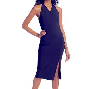 NWT Chiara Boni La Petite Robe Ambra Halter Dress 12 in Black MSRP$695